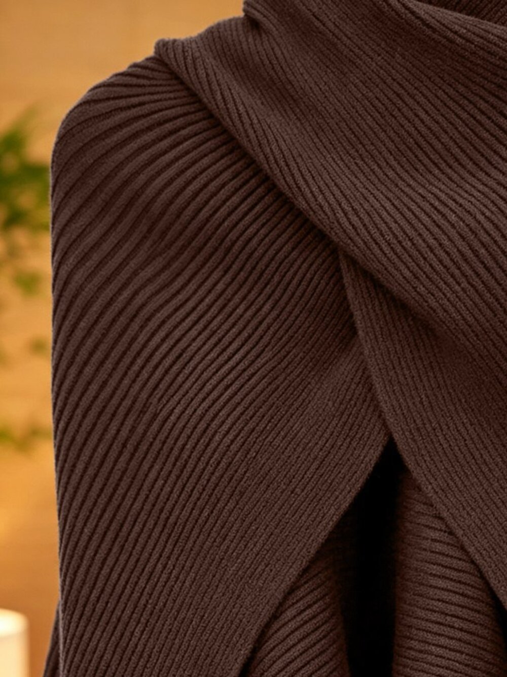 Brown Casual Women's knit sweater top - Picture 5 of 7
